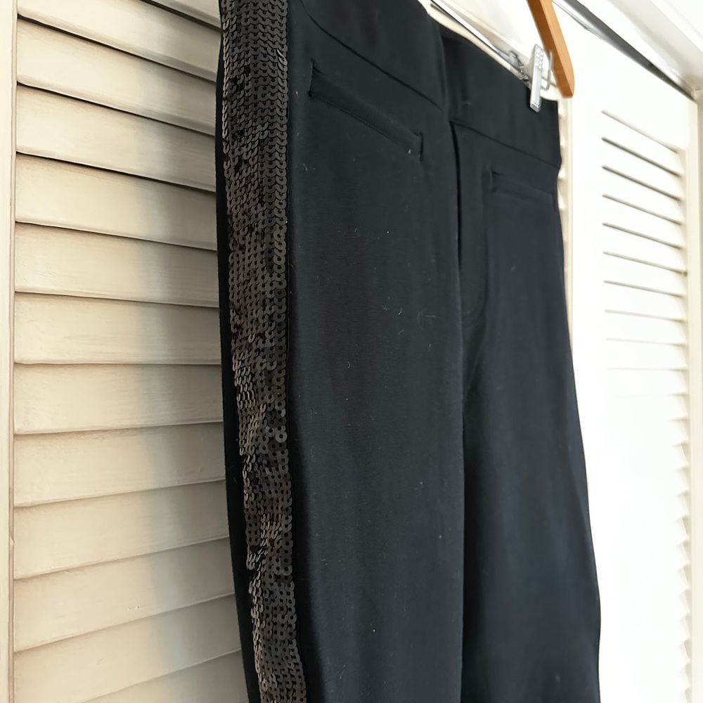 Spanx perfect black pant sequin tuxedo stripe M - Picture 4 of 8